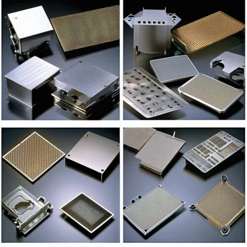 a variety of photo etched metal parts